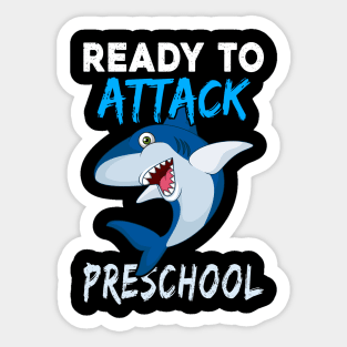 Shark Kids Ready To Attack Preschool Boys Back To School Sticker